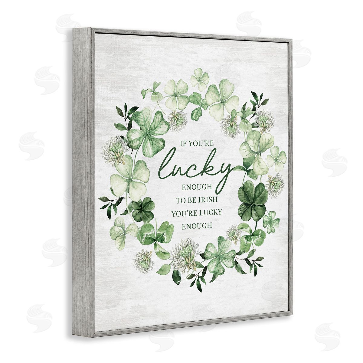Inspiring Lucky Wreath Grey Frame Print Wall Art, Home Decor by Lettered and Lined
