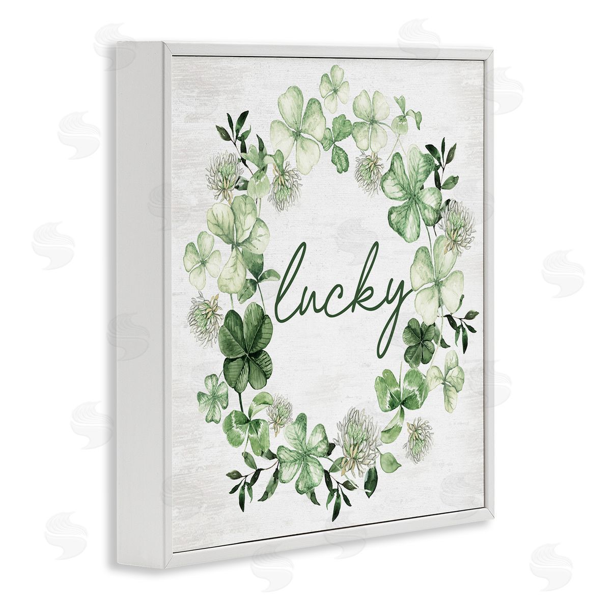 Lucky Clover Wreath White Frame Print Wall Art, Home Decor by Lettered and Lined
