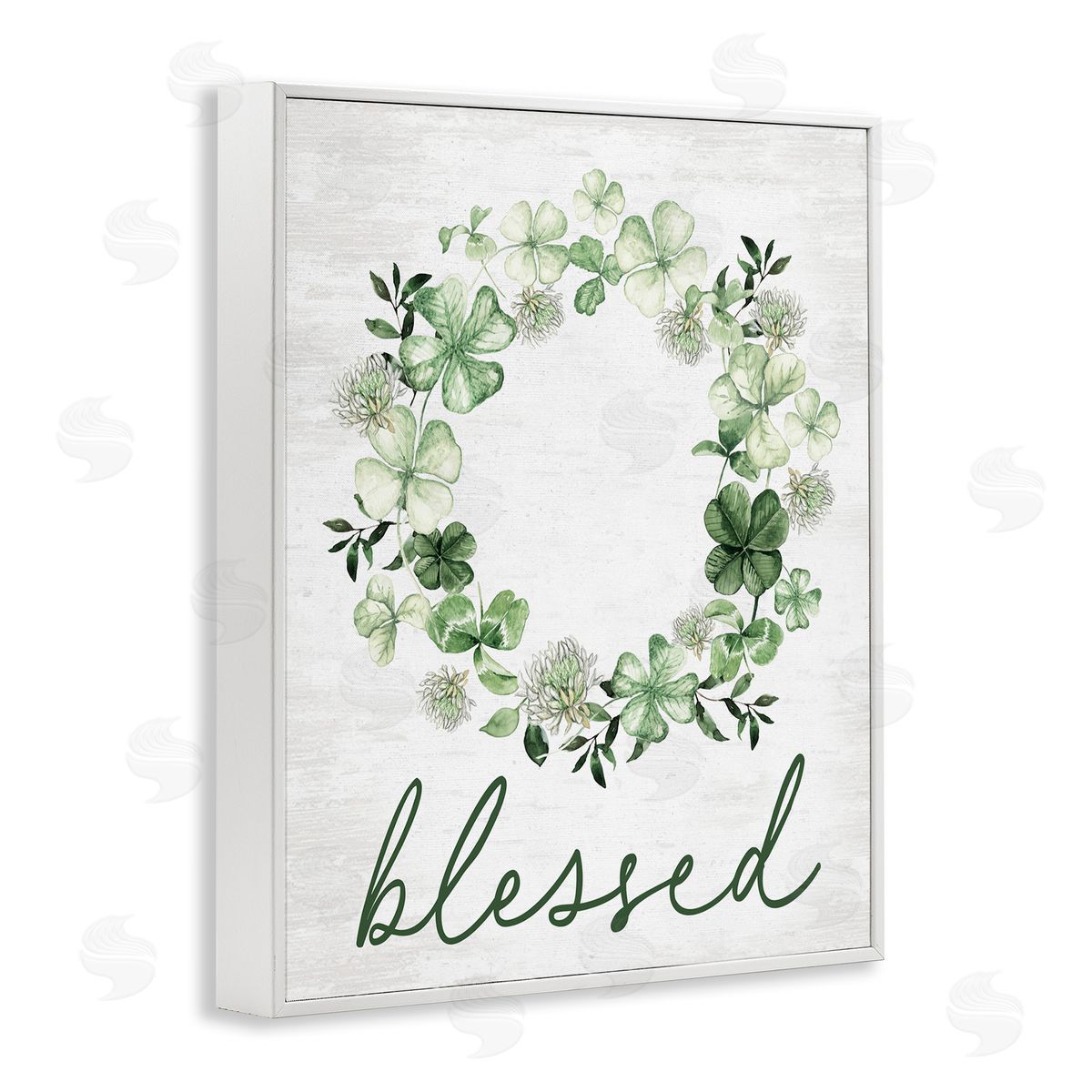 Blessed Clover Wreath White Frame Print Wall Art, Home Decor by Lettered and Lined