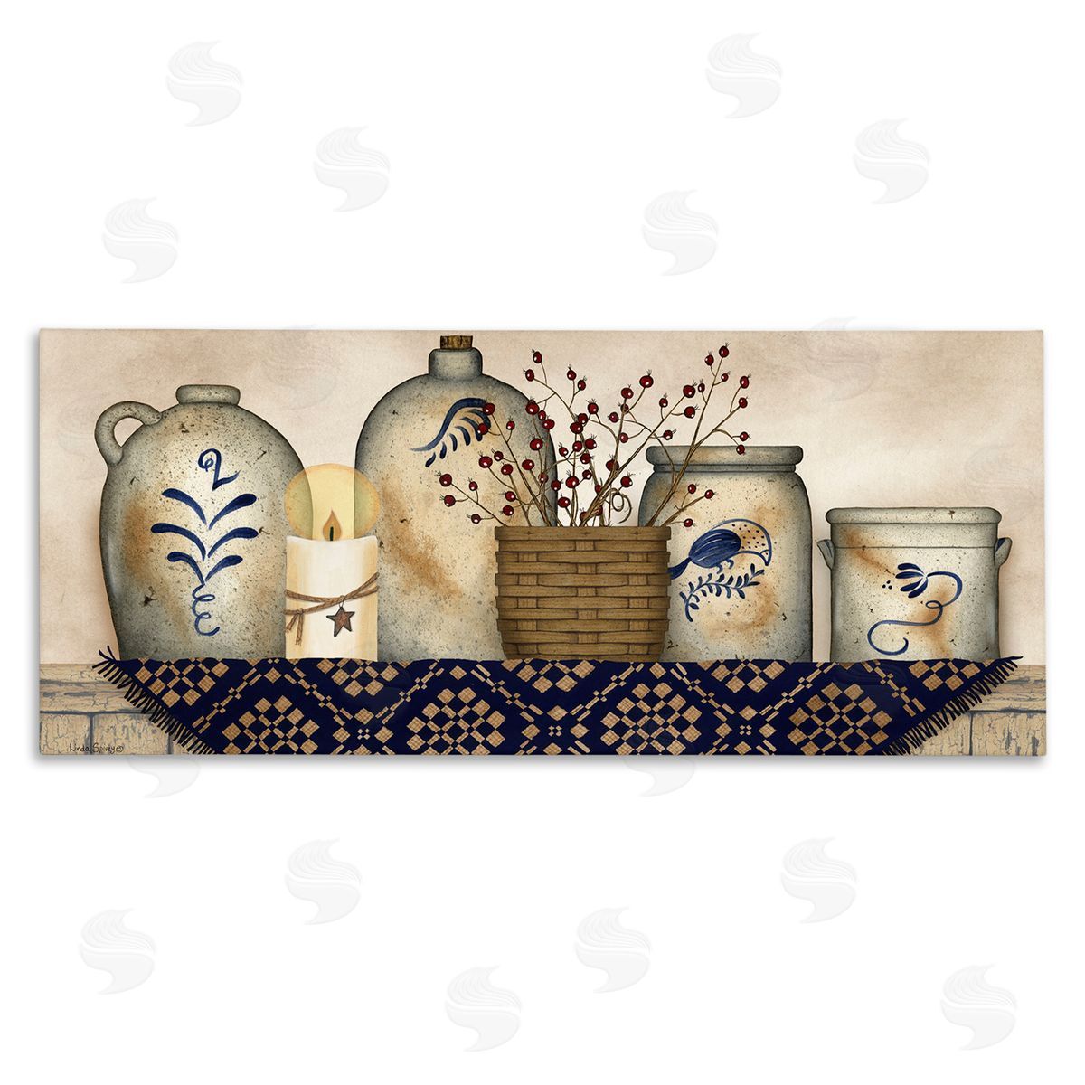 Rustic Kitchen Jars Canvas Wall Art, Home Decor by Linda Spivey