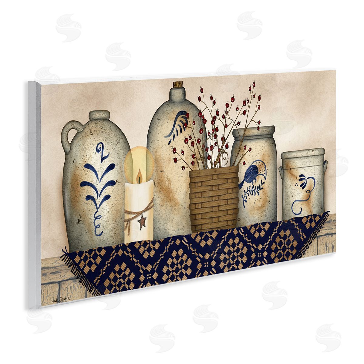 Rustic Kitchen Jars Wood Plaque Wall Art, Home Decor by Linda Spivey
