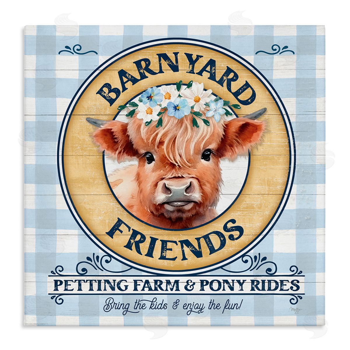 Barnyard Friends Plaid Canvas Wall Art, Home Decor by Mollie B.