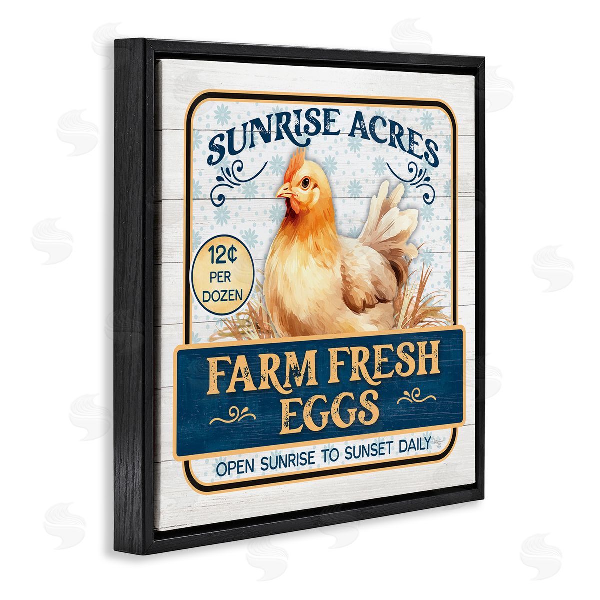 Farm Fresh Eggs Black Floating Frame Canvas Wall Art, Home Decor by Mollie B.