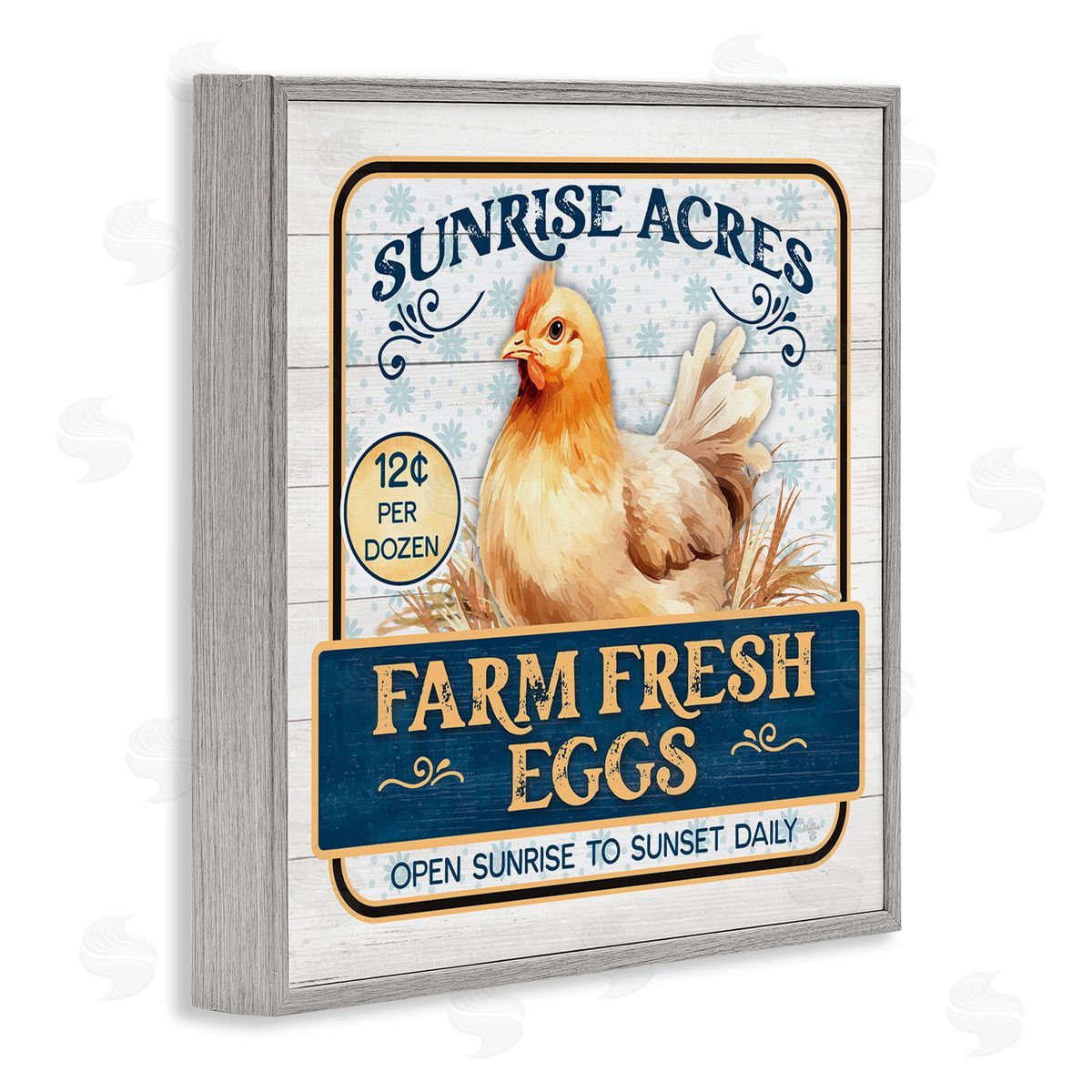 Farm Fresh Eggs Grey Frame Print Wall Art, Home Decor by Mollie B.