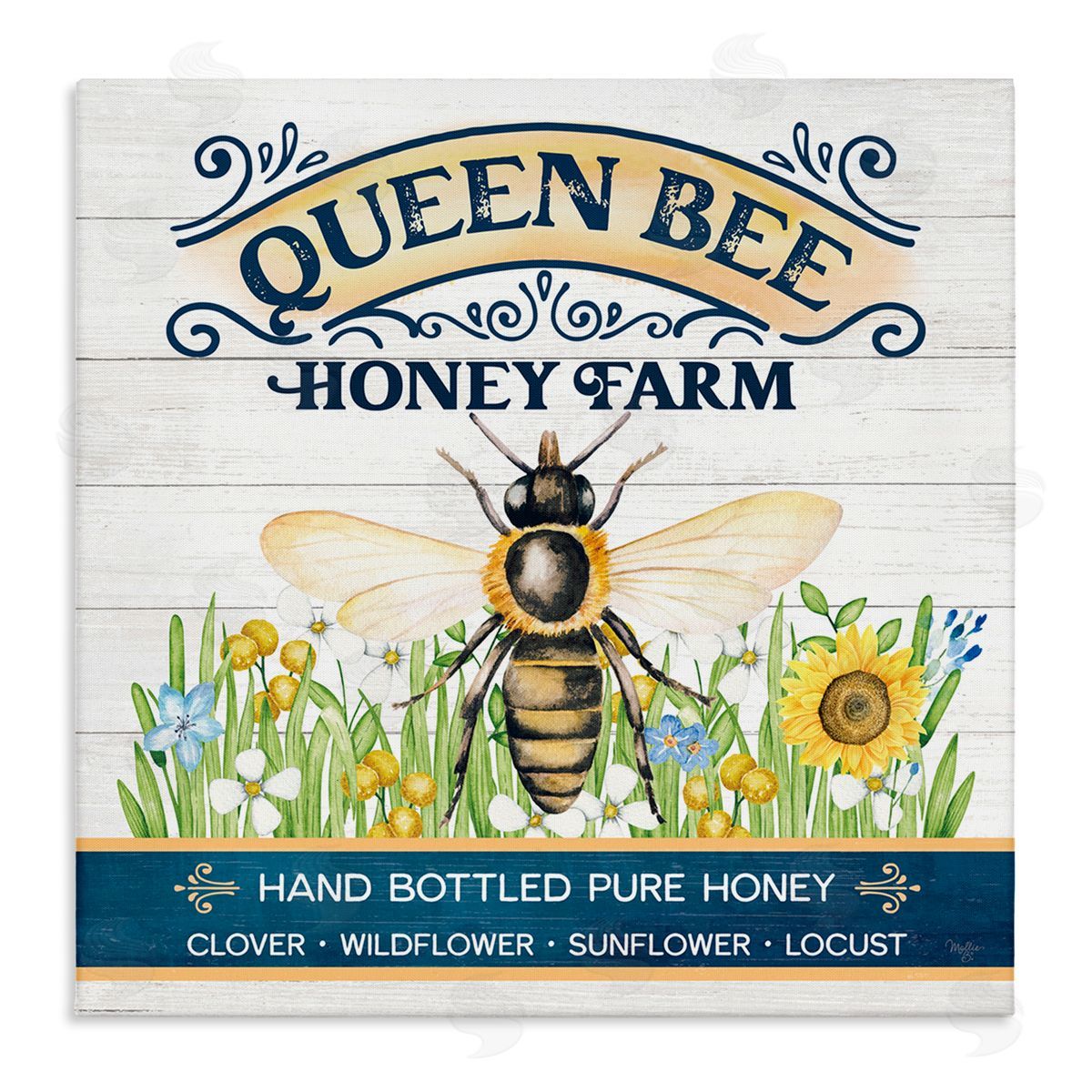 Queen Bee Honey Farm Canvas Wall Art, Home Decor by Mollie B.