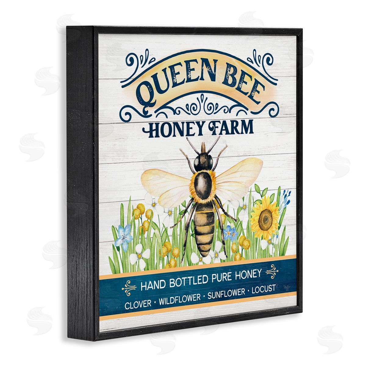 Queen Bee Honey Farm Black Frame Print Wall Art, Home Decor by Mollie B.
