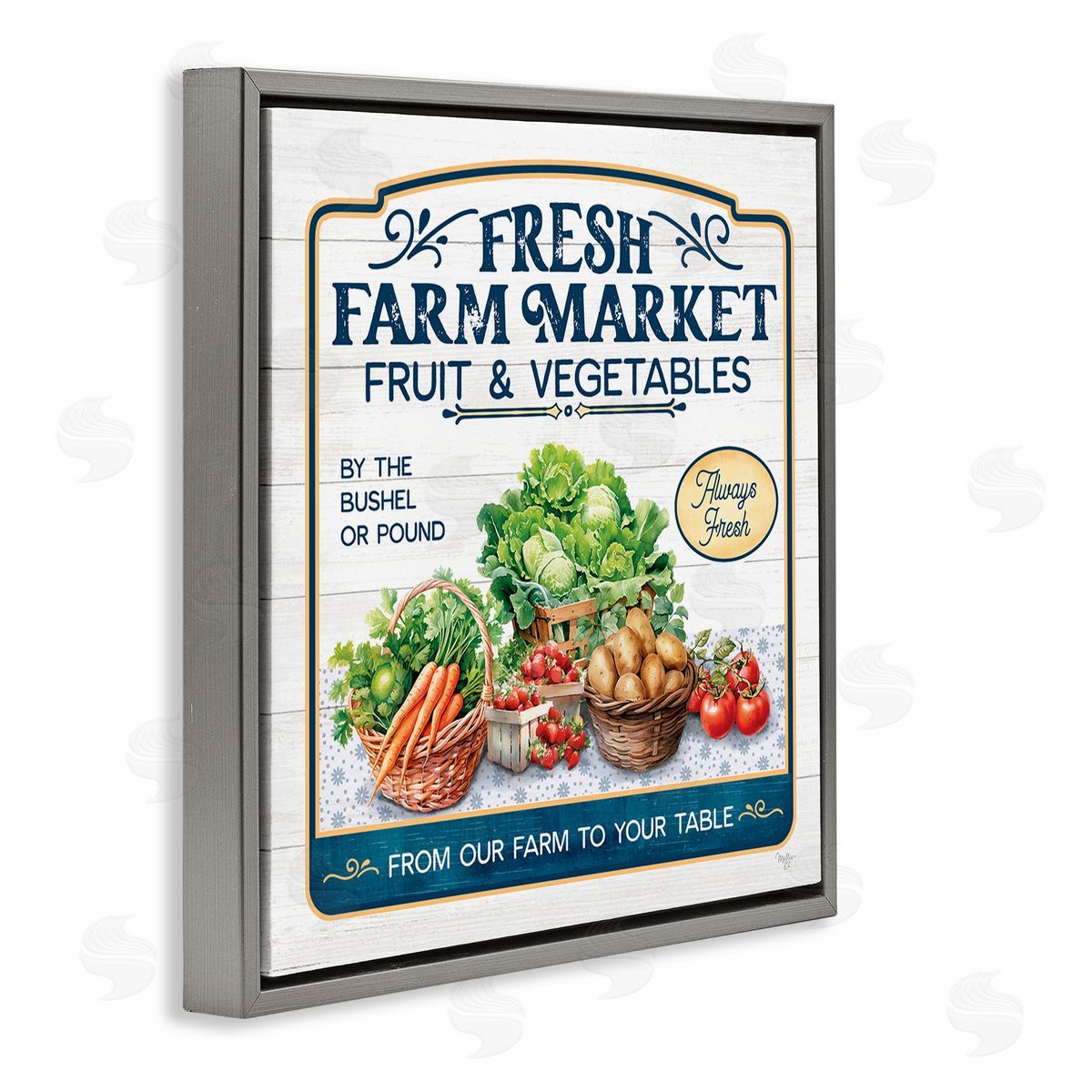 Fresh Farm Market Grey Floating Frame Canvas Wall Art, Home Decor by Mollie B.
