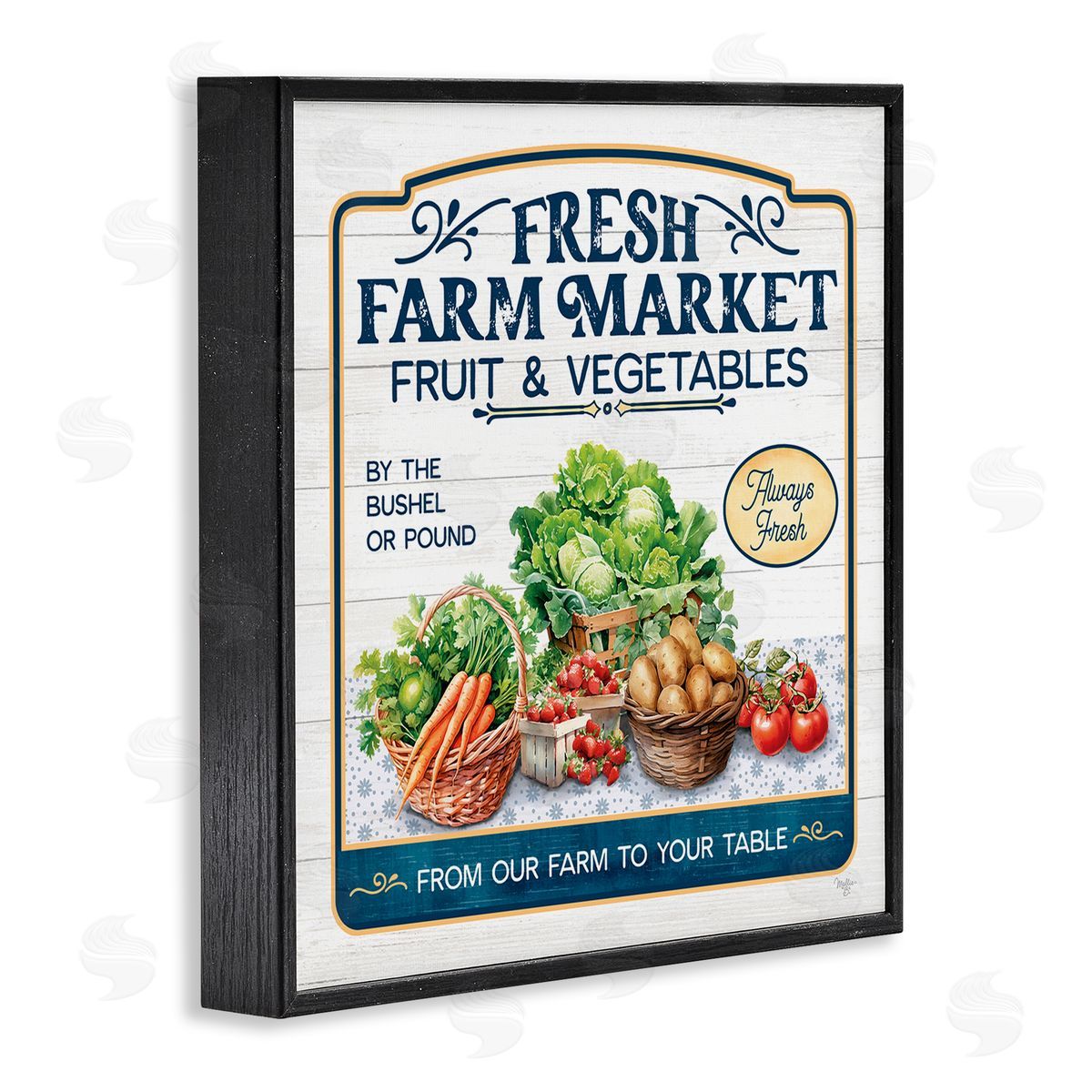Fresh Farm Market Black Frame Print Wall Art, Home Decor by Mollie B.