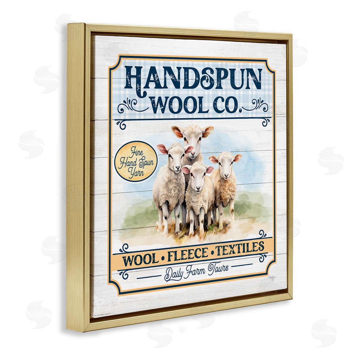 Handspun Wool Sign Gold Floating Frame Canvas Wall Art, Home Decor by Mollie B.