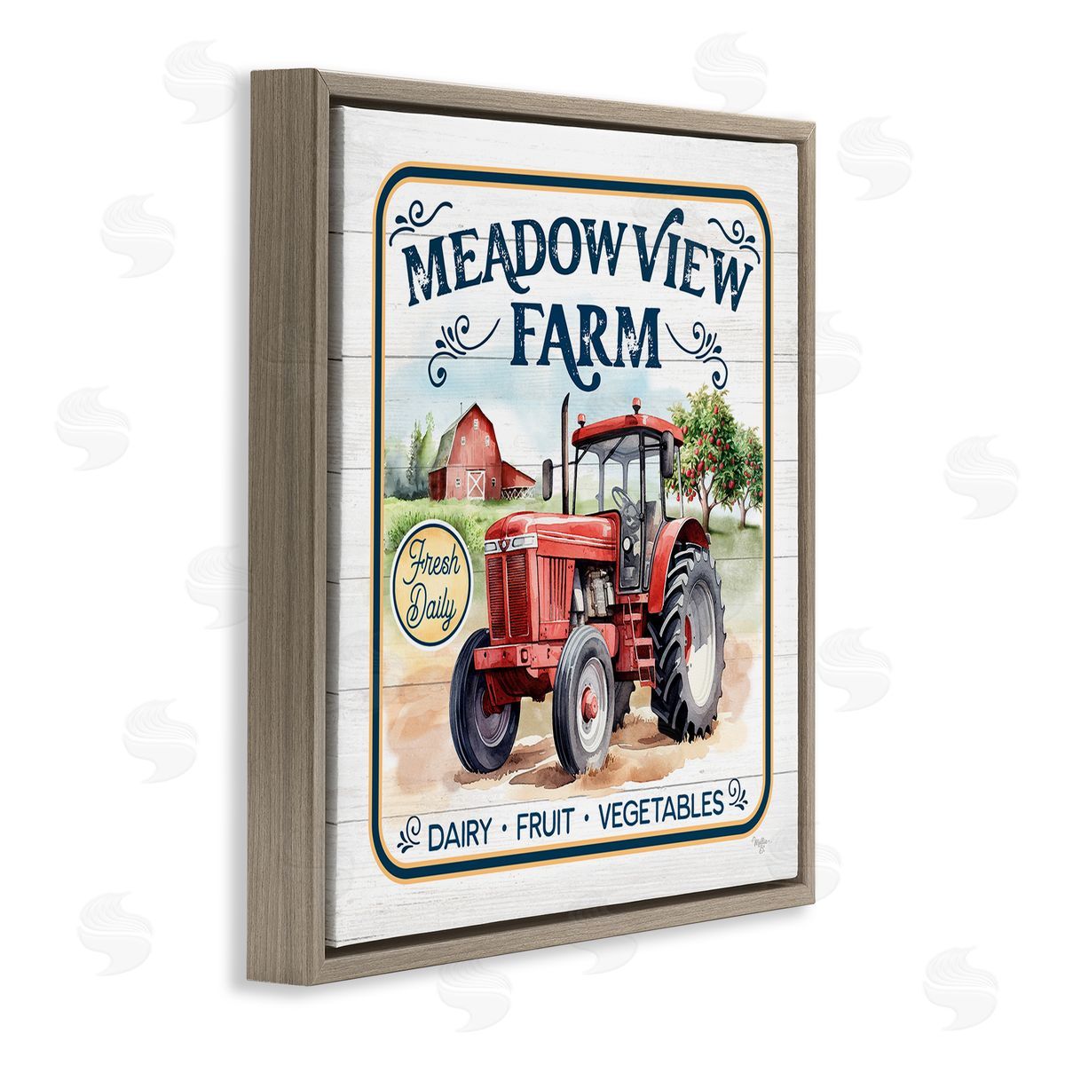 Meadowview Farm Tractor Brown Floating Frame Canvas Wall Art, Home Decor by Mollie B.