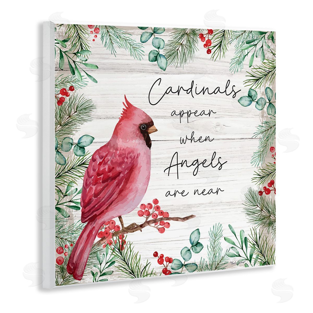 Cardinals and Angels Phrase Wood Plaque Wall Art, Home Decor by Nicole DeCamp