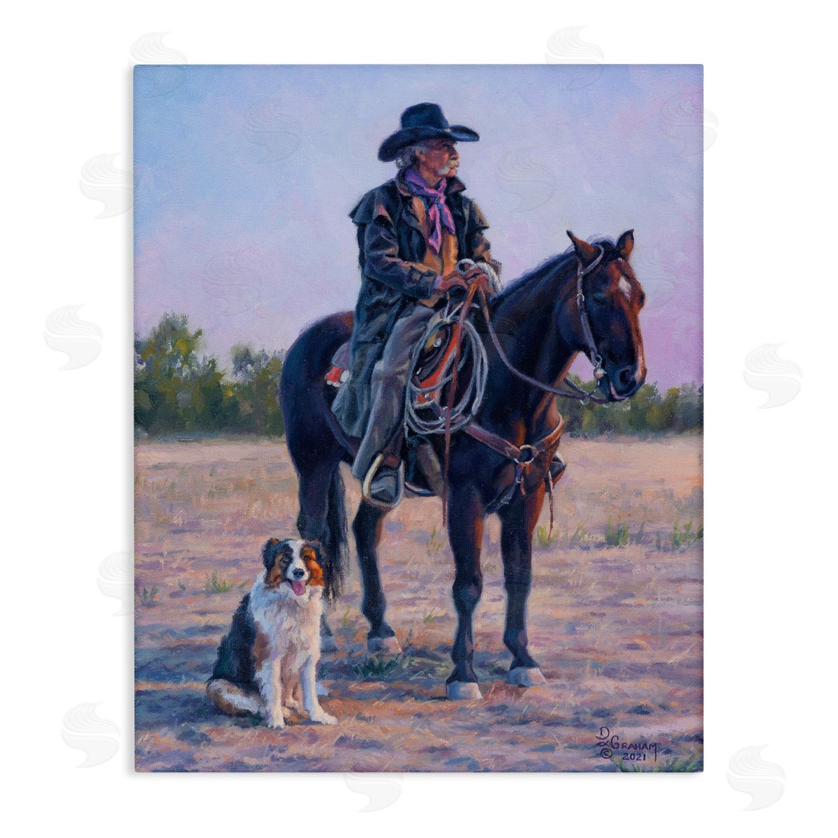 Old Timers Cowboy Canvas Wall Art, Home Decor by David Graham
