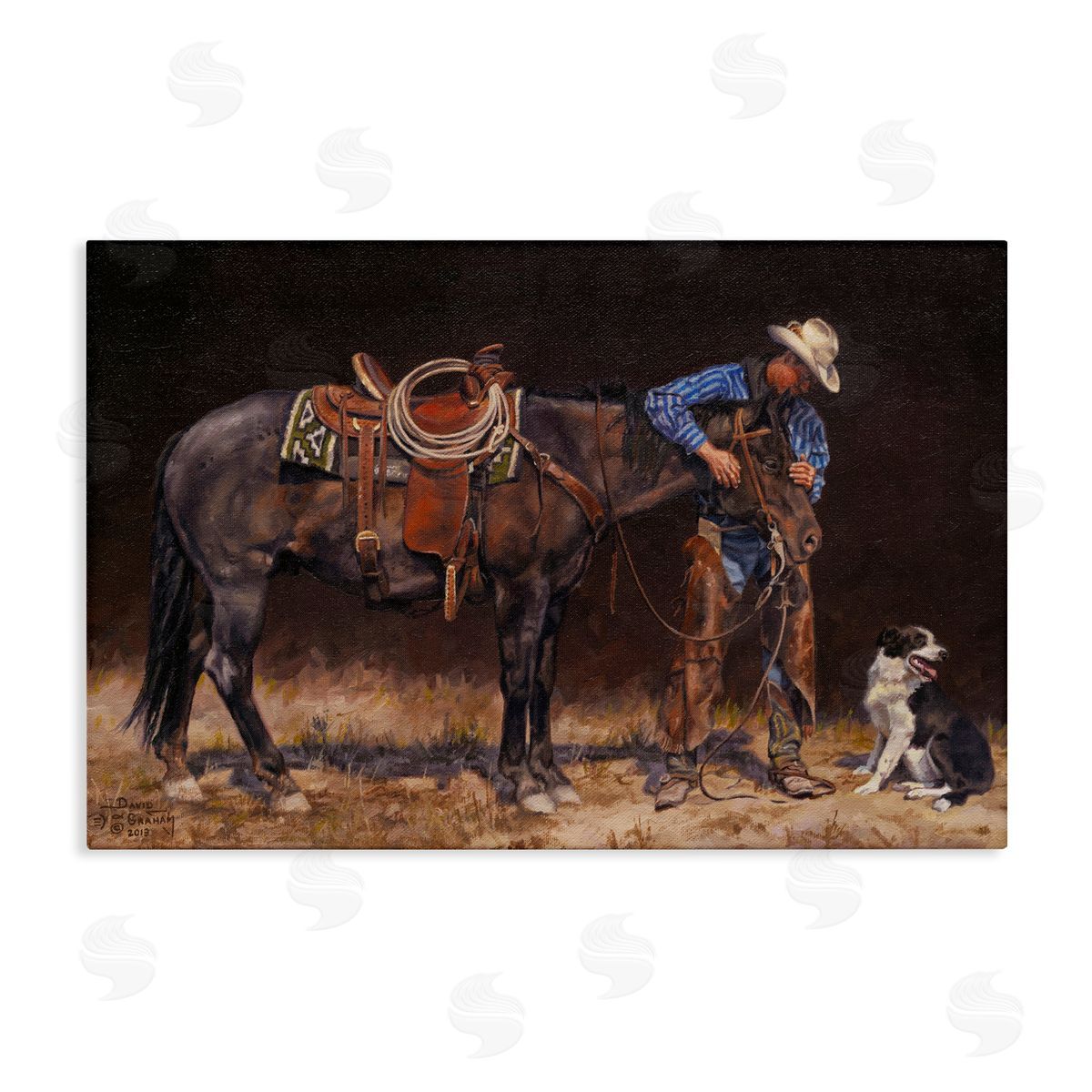 Western Horse and Dog Canvas Wall Art, Home Decor by David Graham