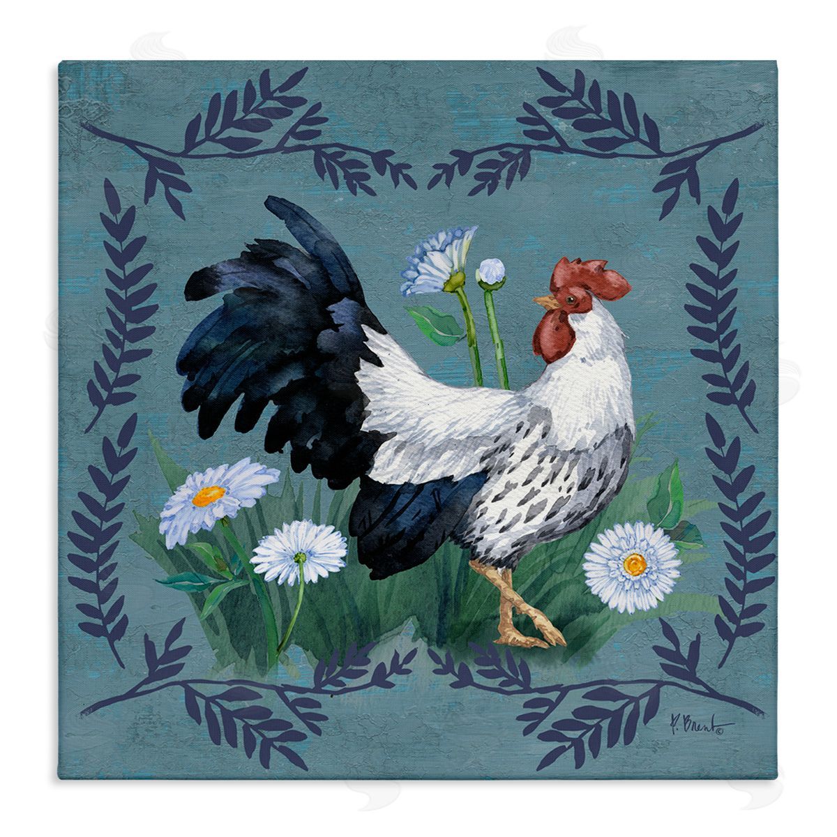 Ferns and Rooster Canvas Wall Art, Home Decor by Paul Brent