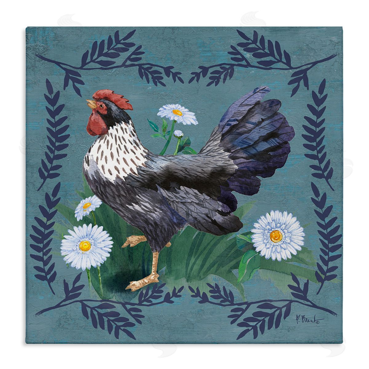 Country Hen and Ferns Canvas Wall Art, Home Decor by Paul Brent