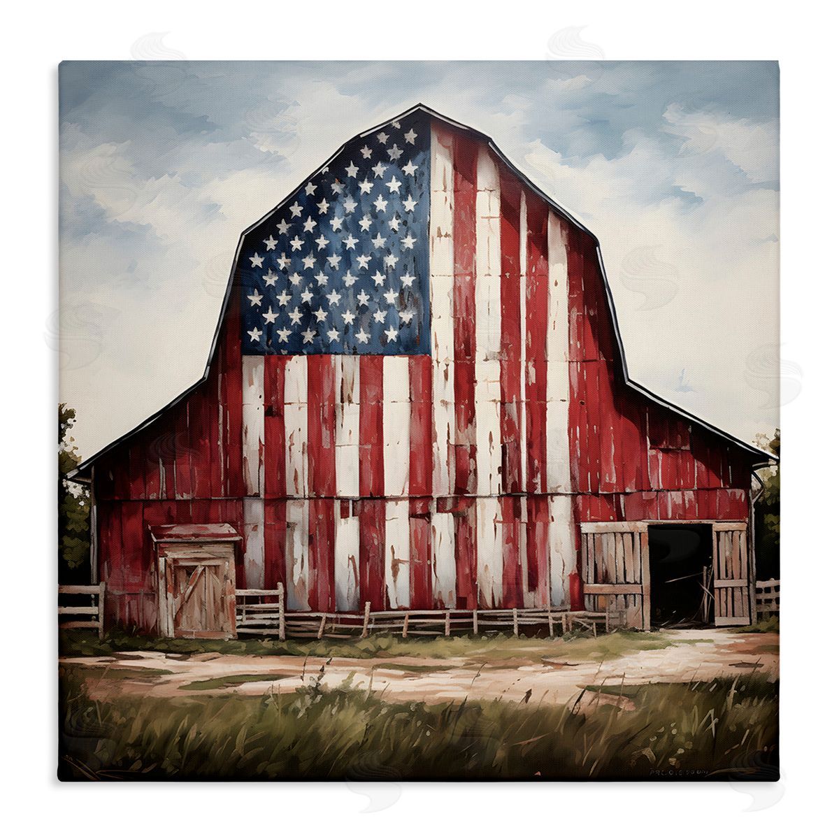Americana Barn View Canvas Wall Art, Home Decor by Petal Prints Design