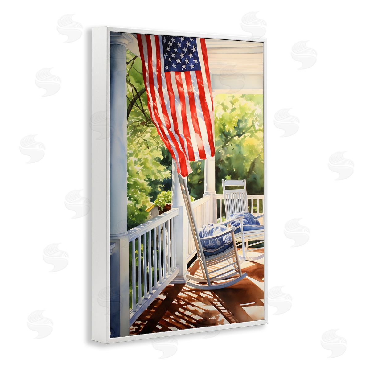 Vintage American Porch White Frame Print Wall Art, Home Decor by Petal Prints Design