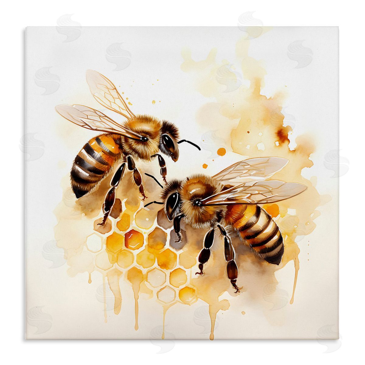 Bee Talk Pair Canvas Wall Art, Home Decor by Petal Prints Design