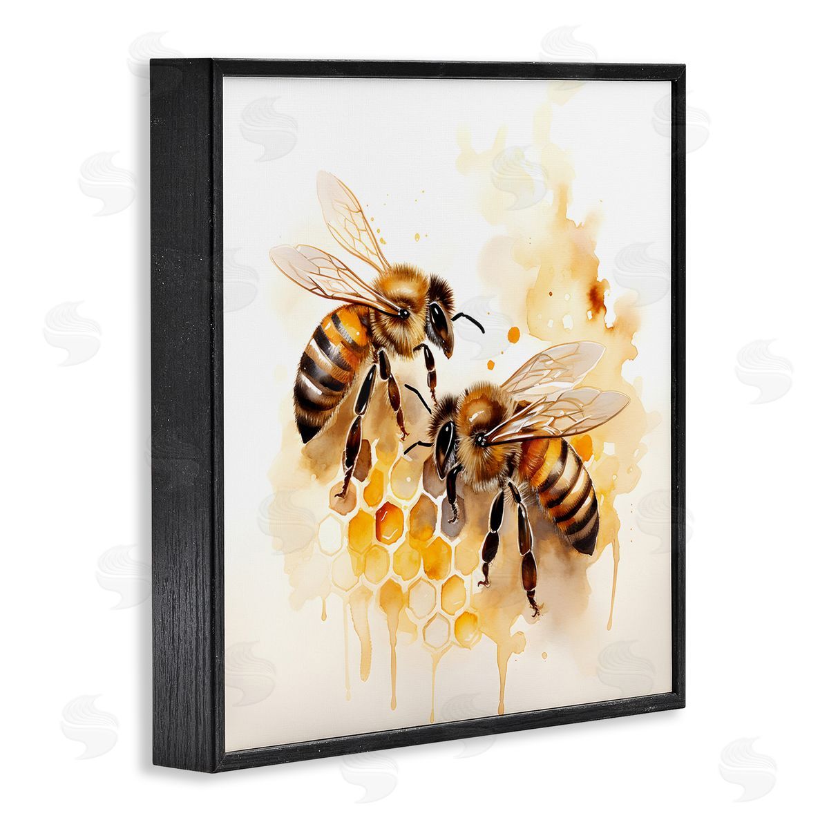 Bee Talk Pair Black Frame Print Wall Art, Home Decor by Petal Prints Design