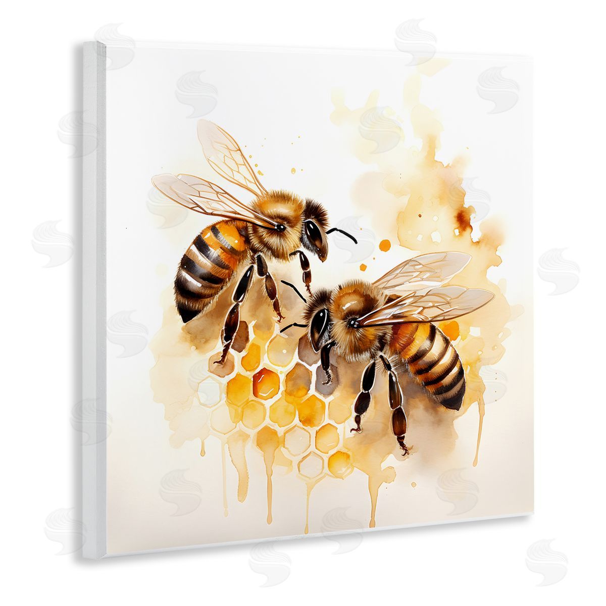 Bee Talk Pair Wood Plaque Wall Art, Home Decor by Petal Prints Design
