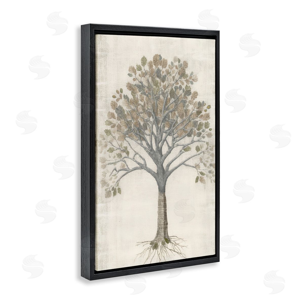 Wise Tree Impression Black Floating Frame Canvas Wall Art, Home Decor by Petal Prints Design