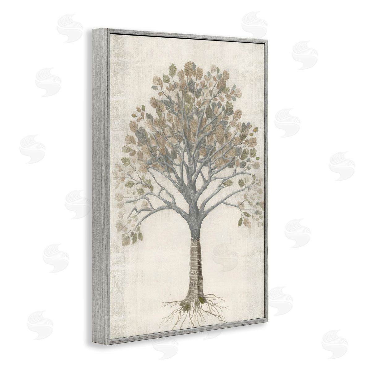Wise Tree Impression Grey Frame Print Wall Art, Home Decor by Petal Prints Design