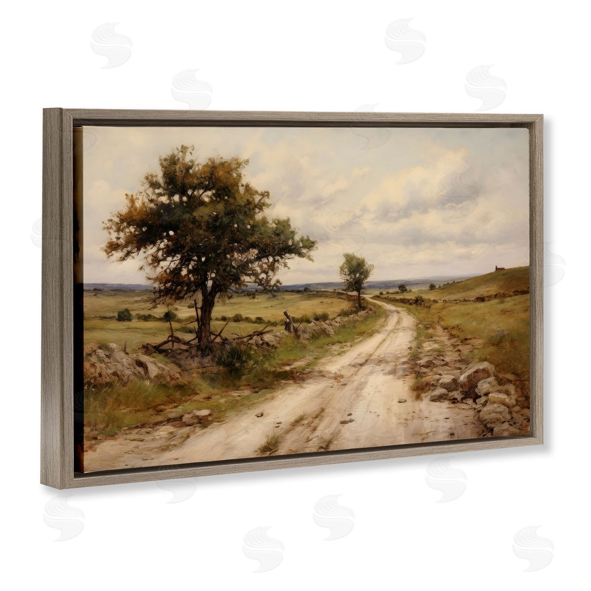 Petal Prints Design Road To Nowhere Brown Floating Frame Canvas Wall Art Print