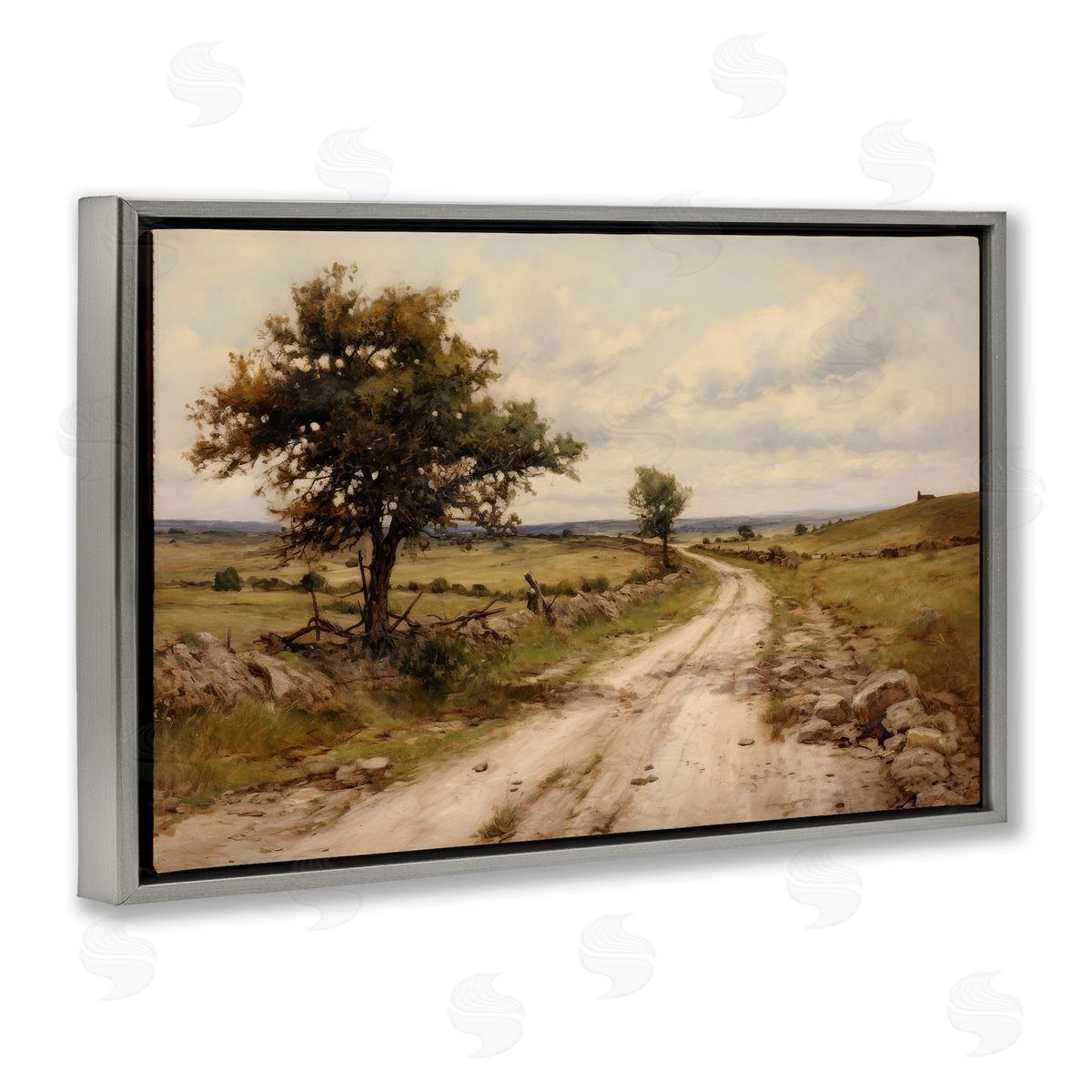 Petal Prints Design Road To Nowhere Gray Floating Frame Canvas Wall Art Print