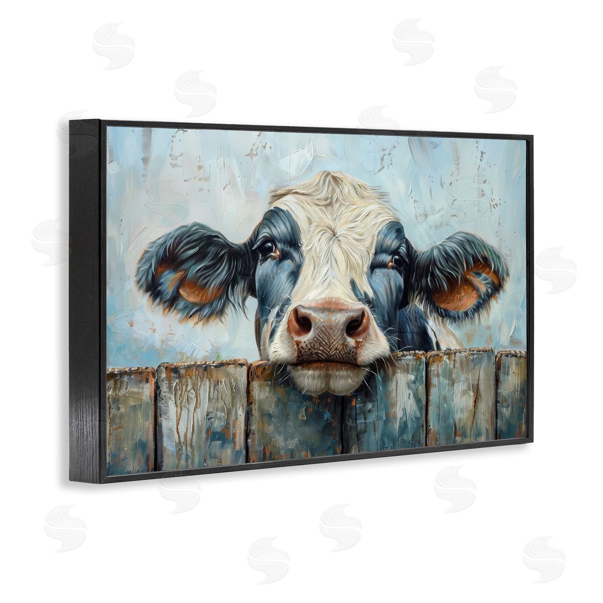 Howdy Neighbor Cow Black Frame Print Wall Art, Home Decor by Petals Prints Design
