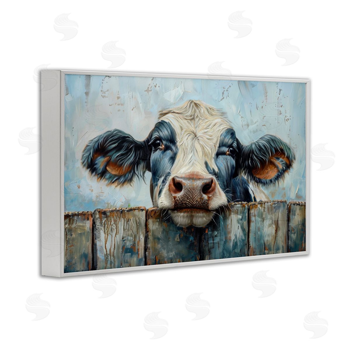 Howdy Neighbor Cow White Frame Print Wall Art, Home Decor by Petals Prints Design