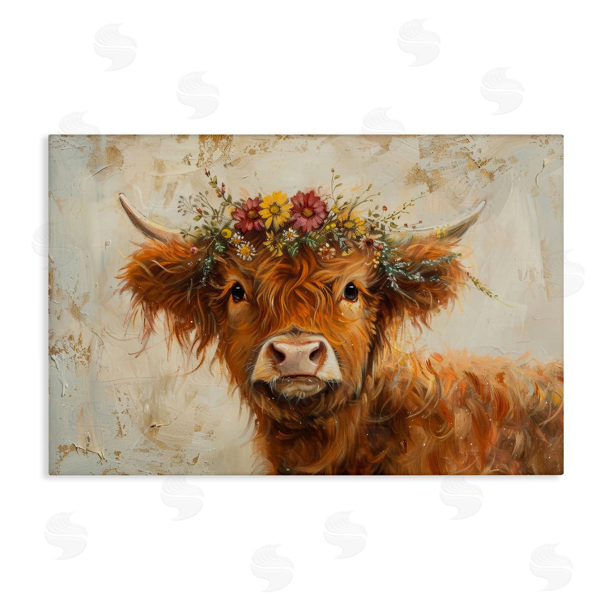 Floral Crown Highland Canvas Wall Art, Home Decor by Petals Prints Design