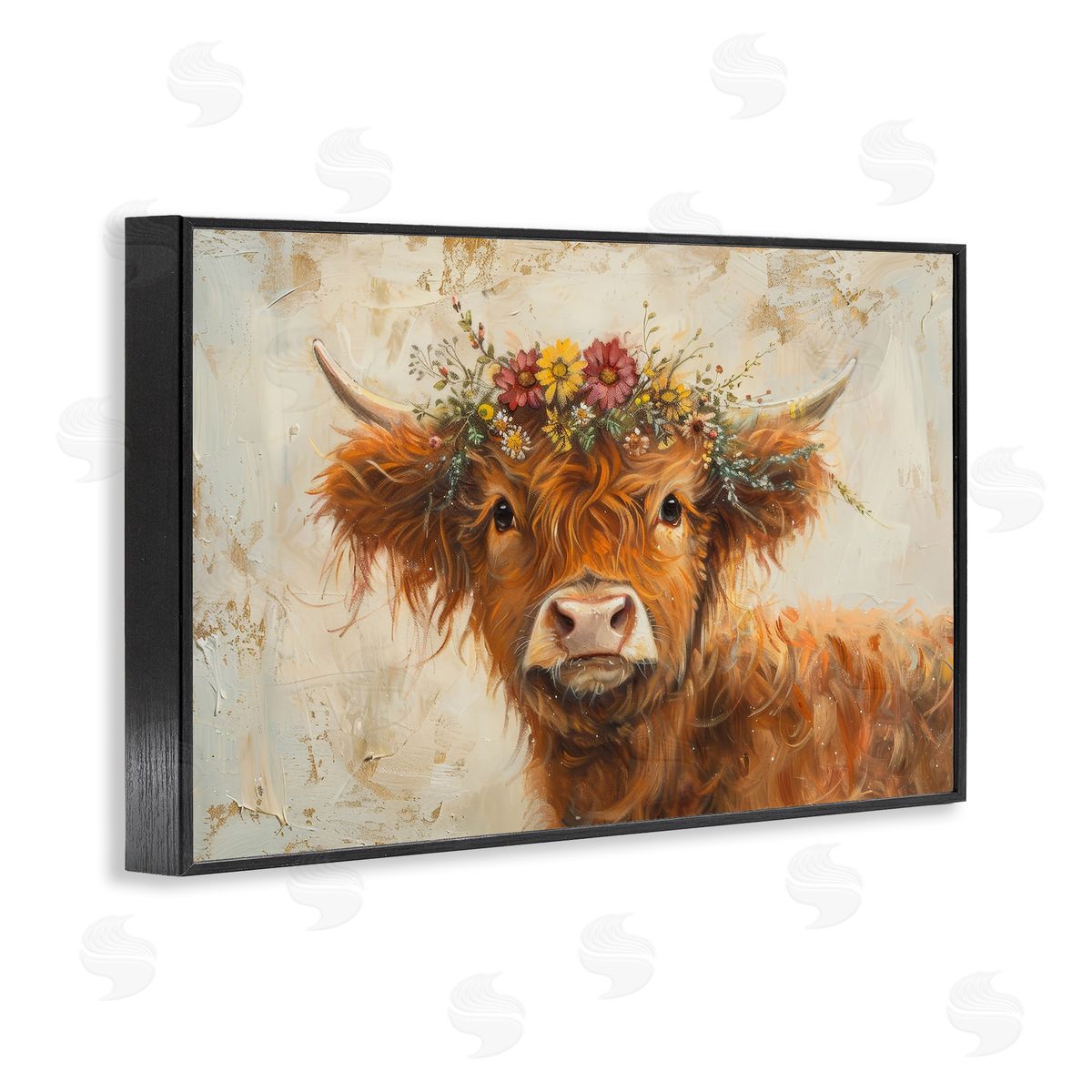 Floral Crown Highland Black Frame Print Wall Art, Home Decor by Petals Prints Design