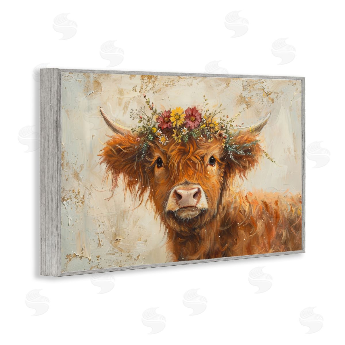 Floral Crown Highland Grey Frame Print Wall Art, Home Decor by Petals Prints Design