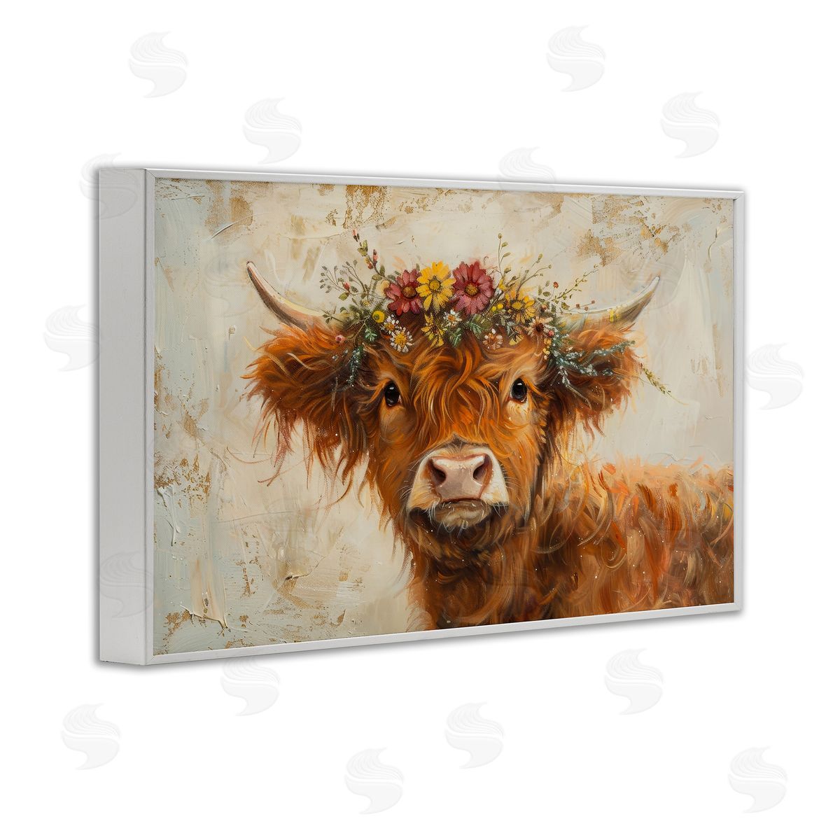 Floral Crown Highland White Frame Print Wall Art, Home Decor by Petals Prints Design