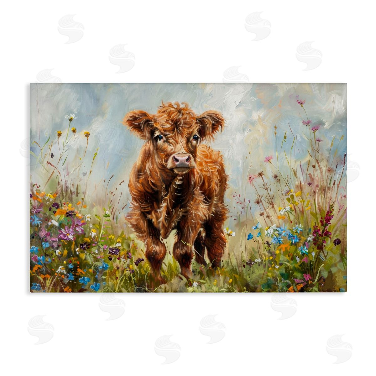 Mountain Cow Scene Canvas Wall Art, Home Decor by Petals Prints Design