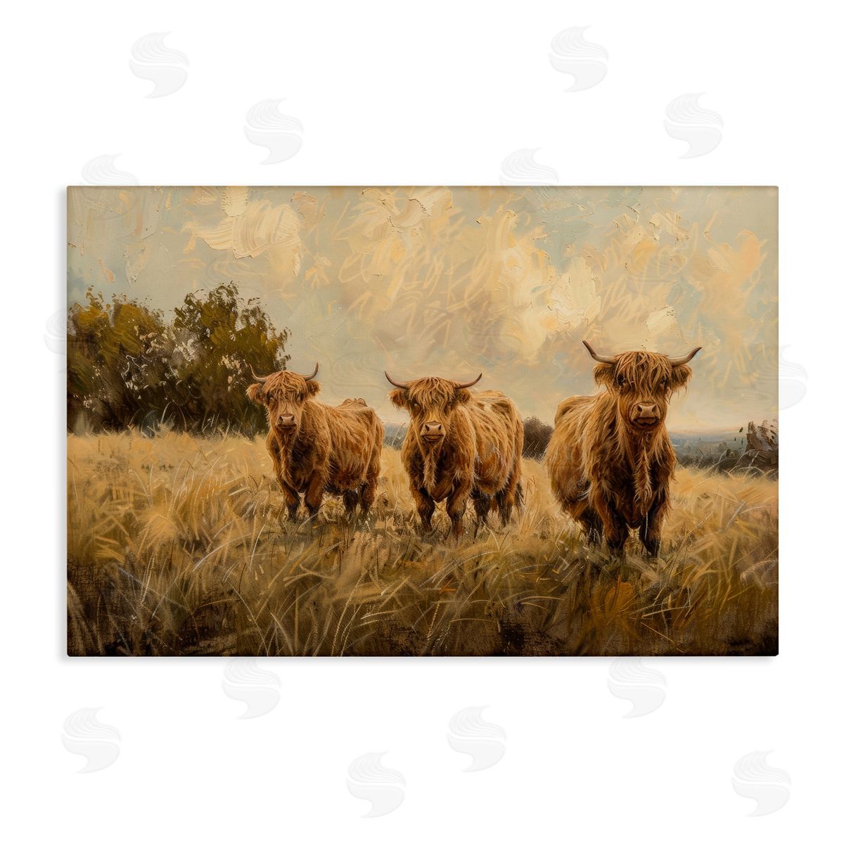 Three's A Party Cattle Canvas Wall Art, Home Decor by Petals Prints Design