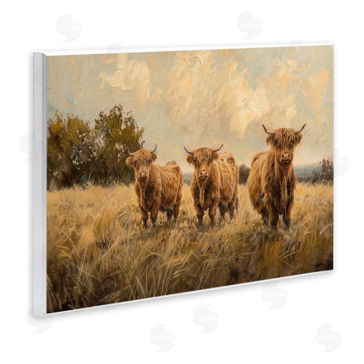 Three's A Party Cattle Wood Plaque Wall Art, Home Decor by Petals Prints Design