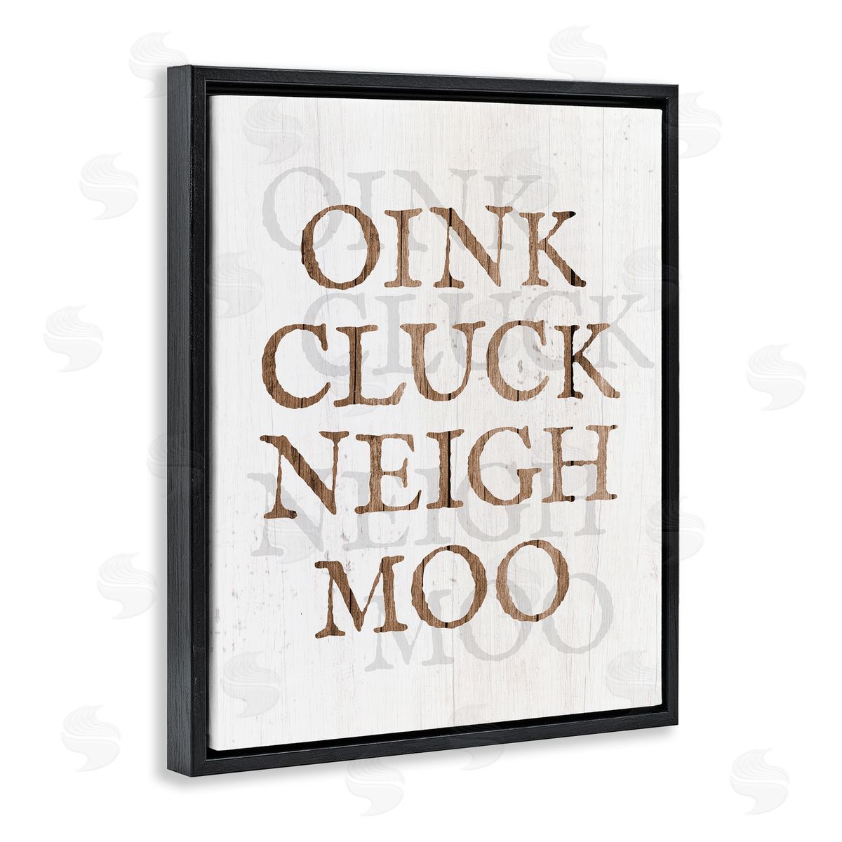 Oink Cluck Neigh Moo Black Floating Frame Canvas Wall Art, Home Decor by Stupell Studio