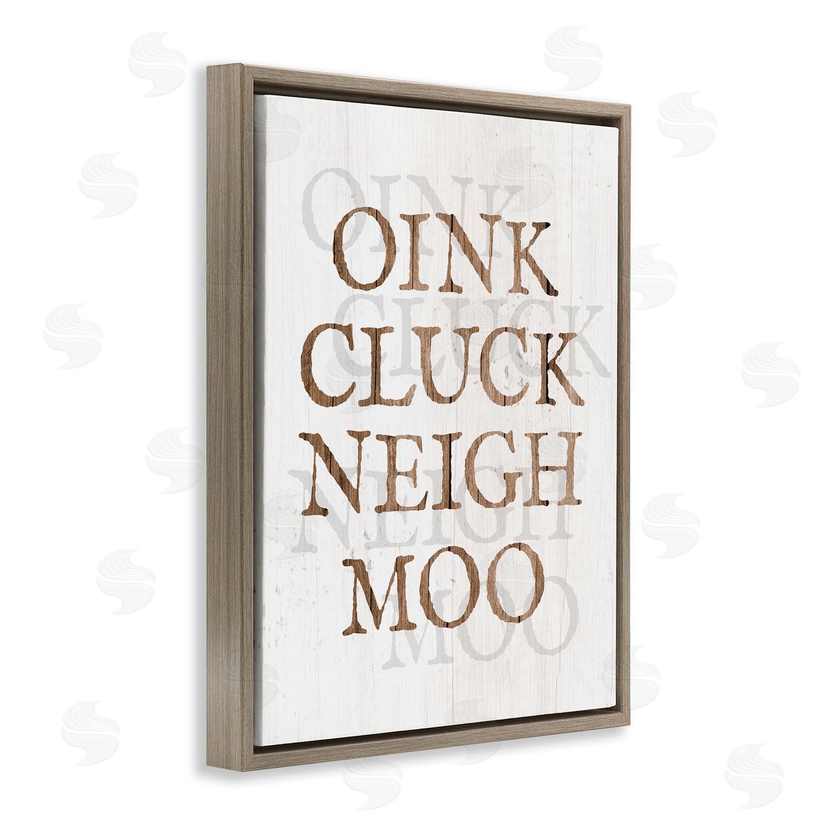 Oink Cluck Neigh Moo Brown Floating Frame Canvas Wall Art, Home Decor by Stupell Studio