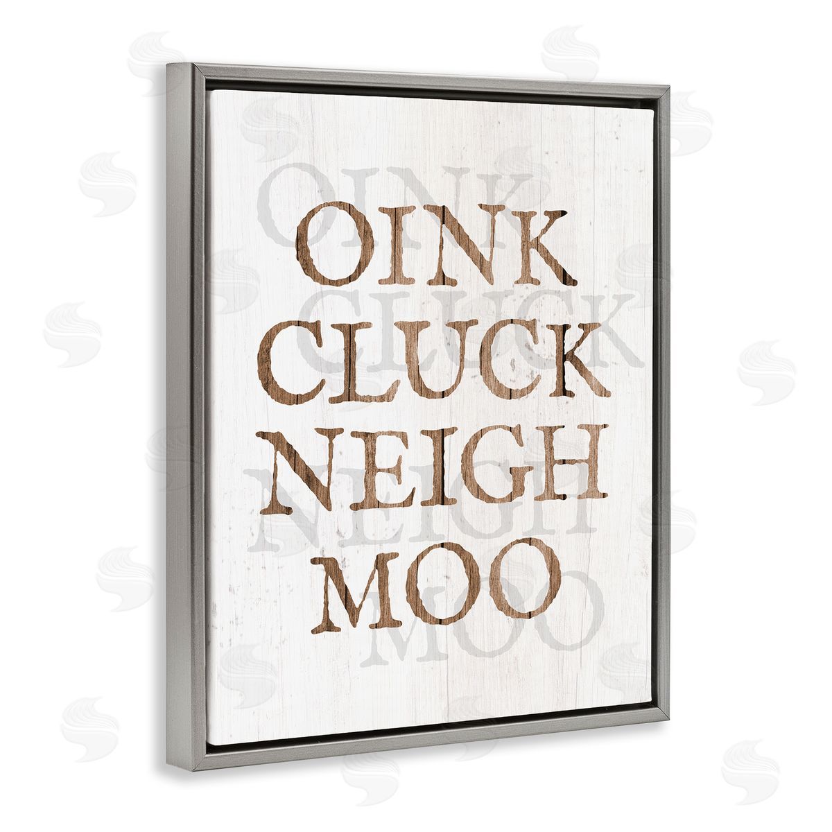 Oink Cluck Neigh Moo Grey Floating Frame Canvas Wall Art, Home Decor by Stupell Studio