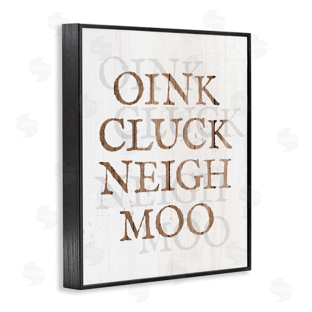 Oink Cluck Neigh Moo Black Frame Print Wall Art, Home Decor by Stupell Studio