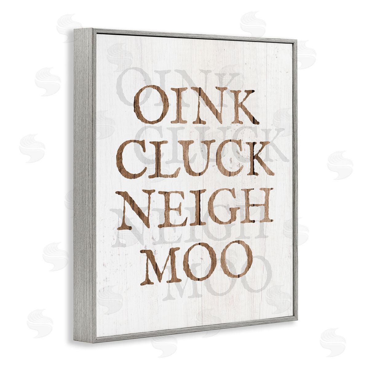 Oink Cluck Neigh Moo Grey Frame Print Wall Art, Home Decor by Stupell Studio