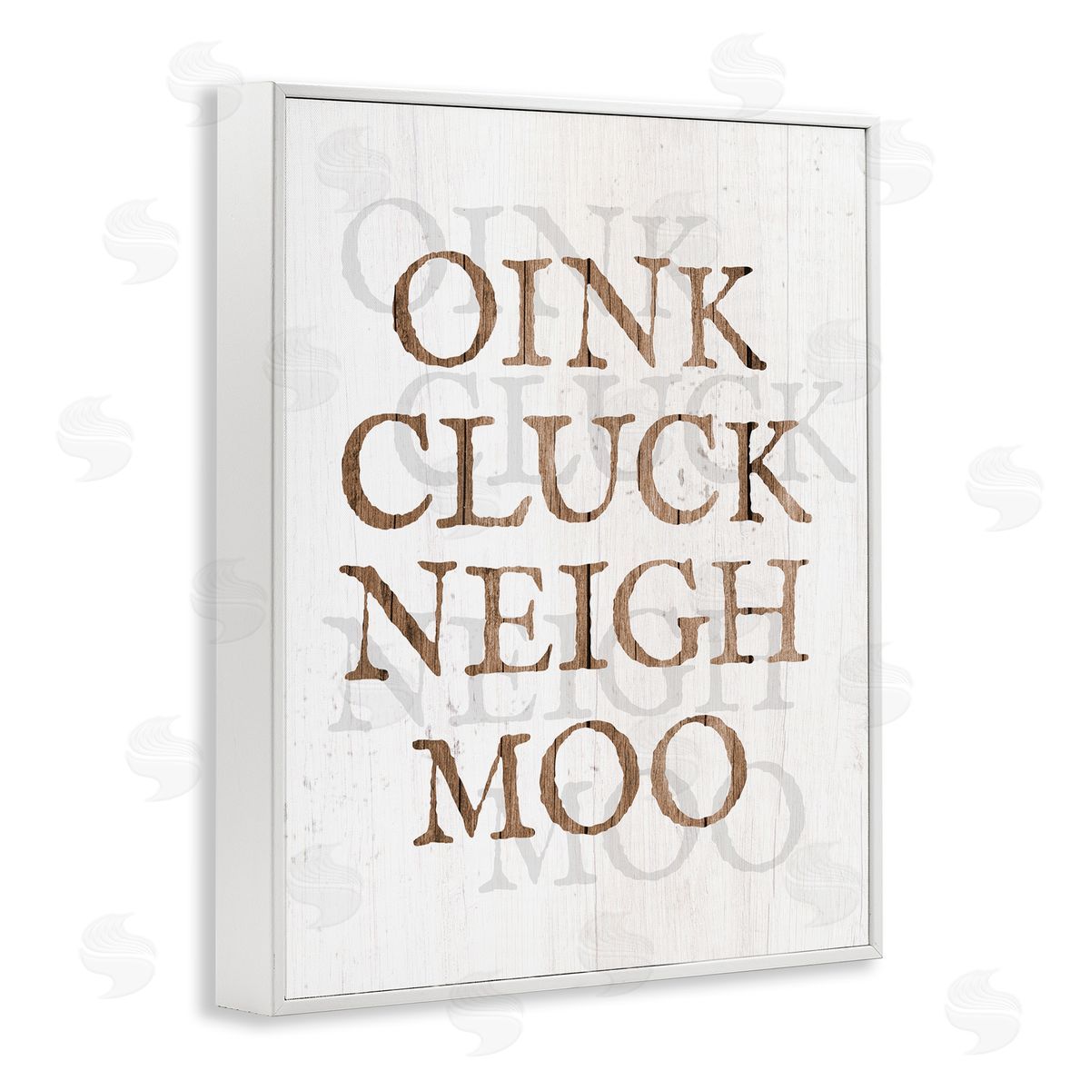 Oink Cluck Neigh Moo White Frame Print Wall Art, Home Decor by Stupell Studio