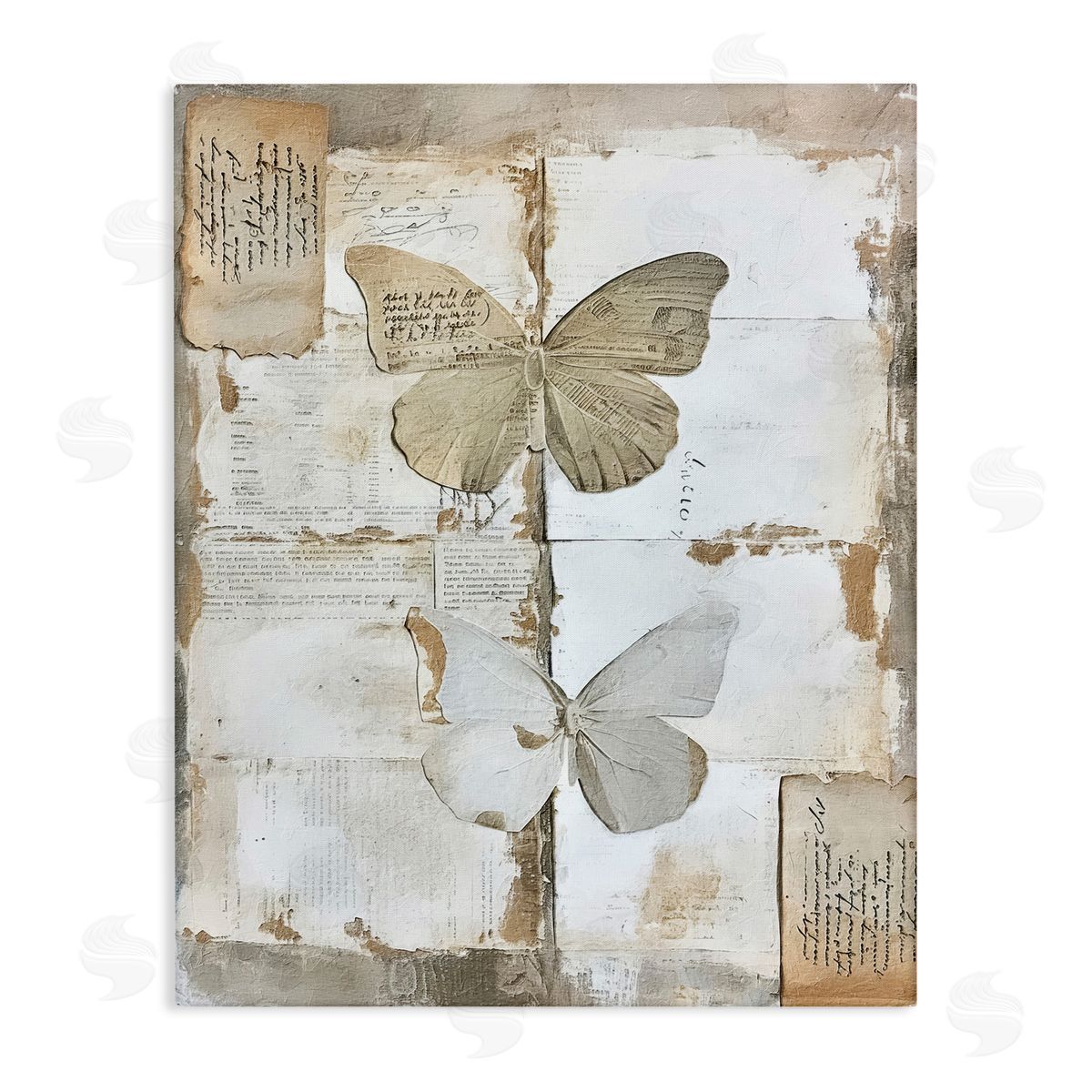 Riley B Vintage Butterfly Collage Canvas Wall Art Print