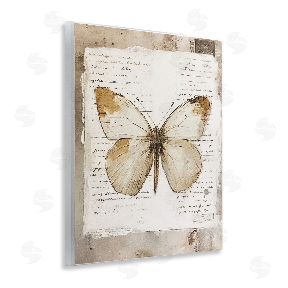 Riley B Rustic Butterfly Collage Wooden Wall Plaque Art Print