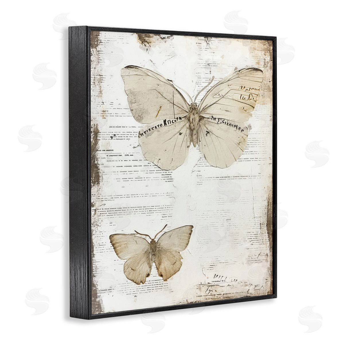 Riley B Butterfly Journal Collage Black Framed Giclee Wall Art Print