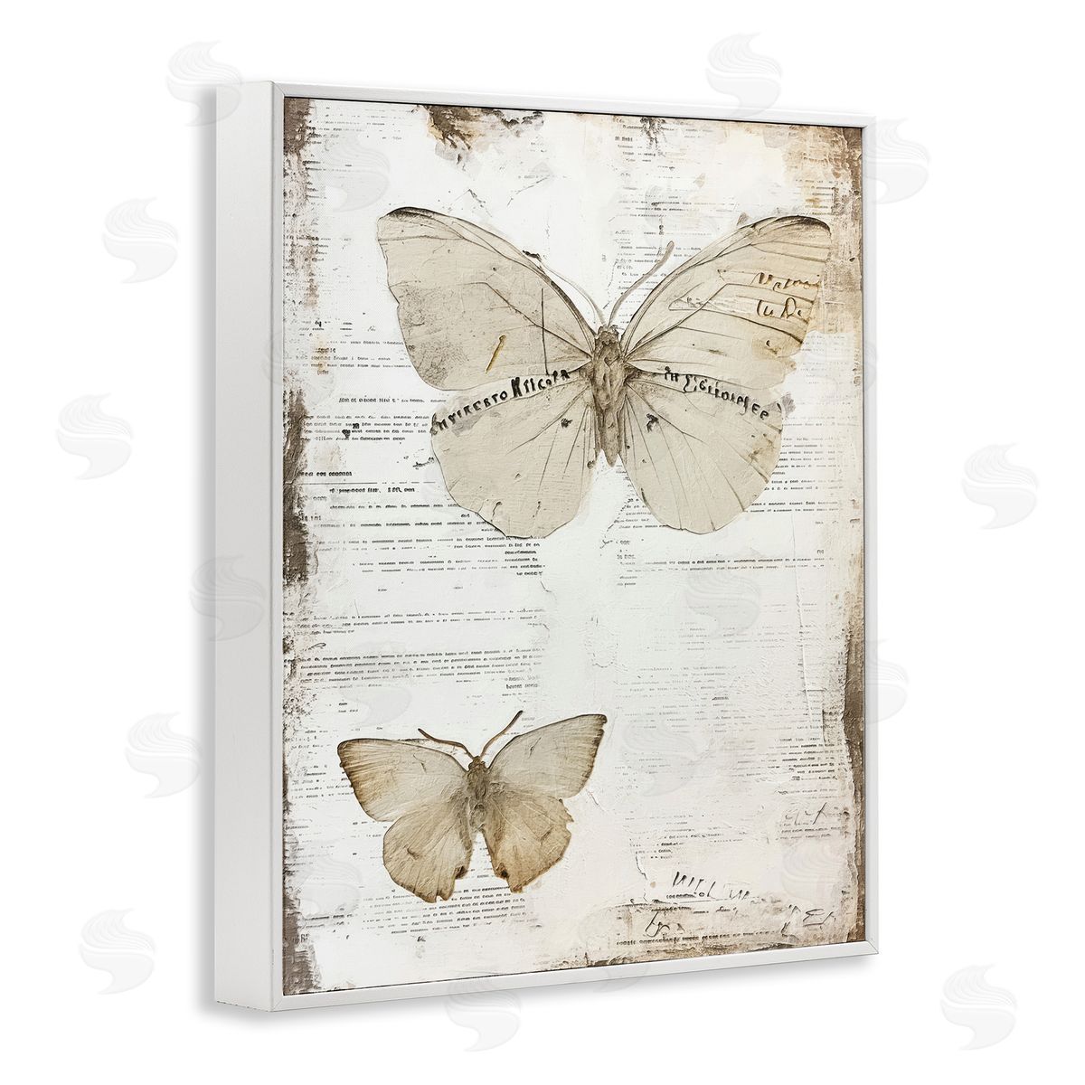 Riley B Butterfly Journal Collage White Framed Giclee Wall Art Print