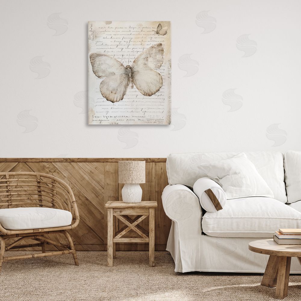 Riley B Butterfly & Vintage Cursive Canvas Wall Art Print in Room