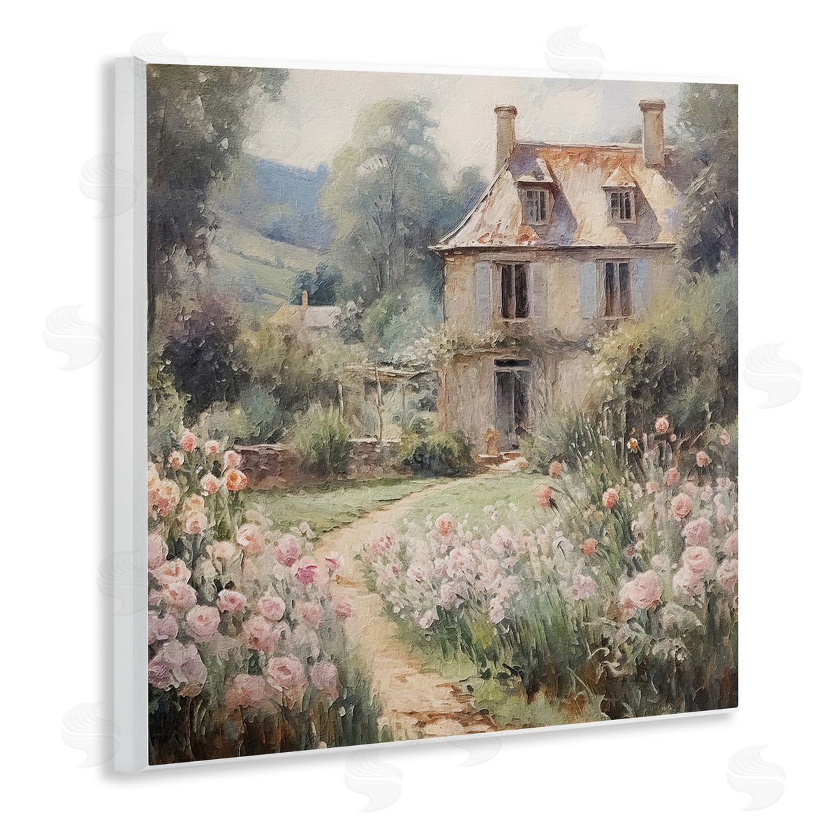 French Garden Cottage Wood Plaque Wall Art, Home Decor by RileyB