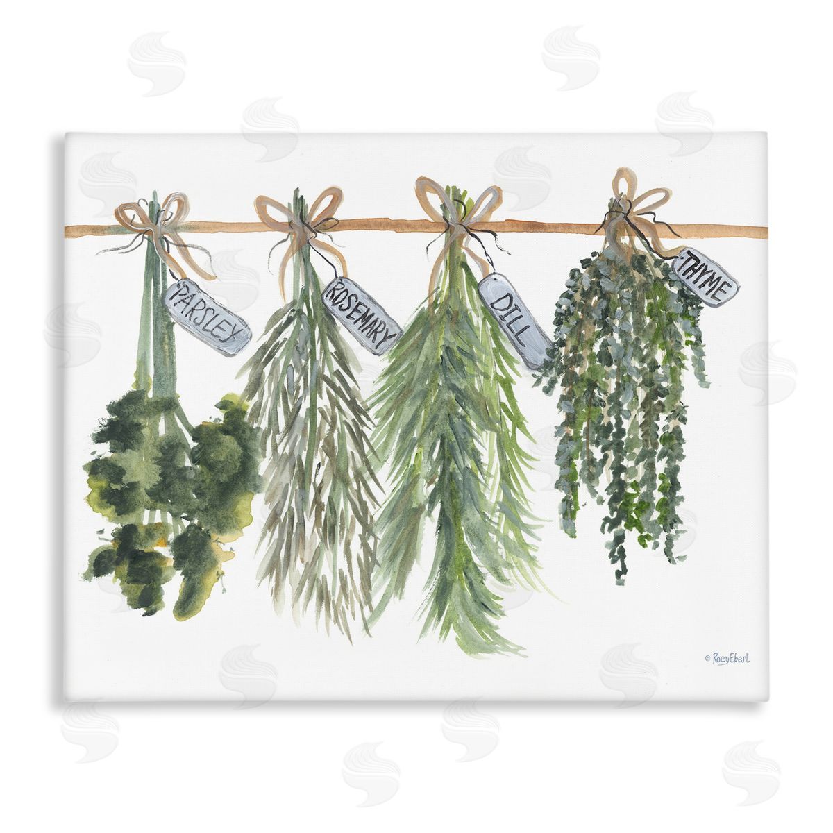 Hanging Kitchen Herbs Canvas Wall Art, Home Decor by Roy Ebert